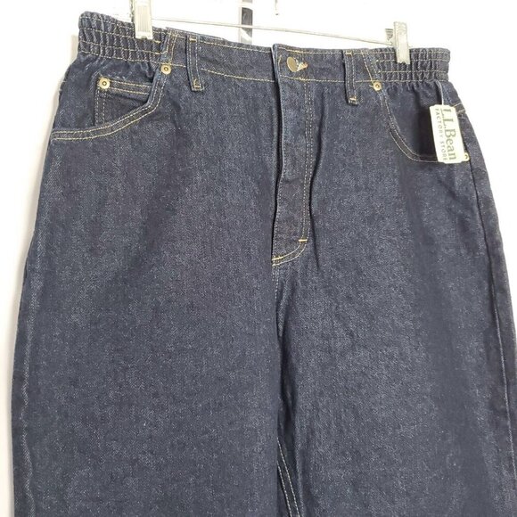 Y2K LL Bean Mom Jeans 14 Petite Dark Blue Relaxed Double L High Waist TG38 - Picture 3 of 7